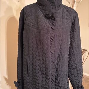 Betsey Johnson Black Satin Fabric swing coat.